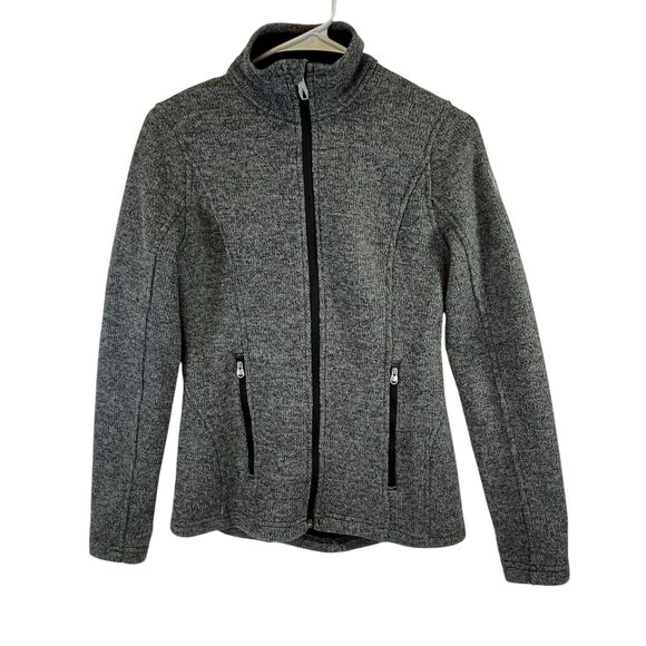 Wm's Grey SPYDER Sports Endur Knit Jacket Full Zip Fleece Lined Mock Neck Sz S‎ - Picture 1 of 16
